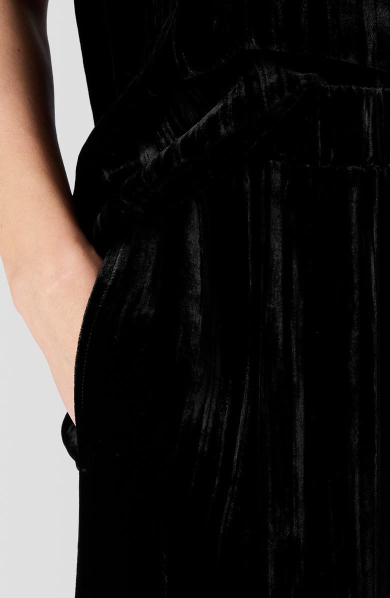 Eileen Fisher Crushed Velvet Ankle Wide Leg Pants, Alternate, color, Black