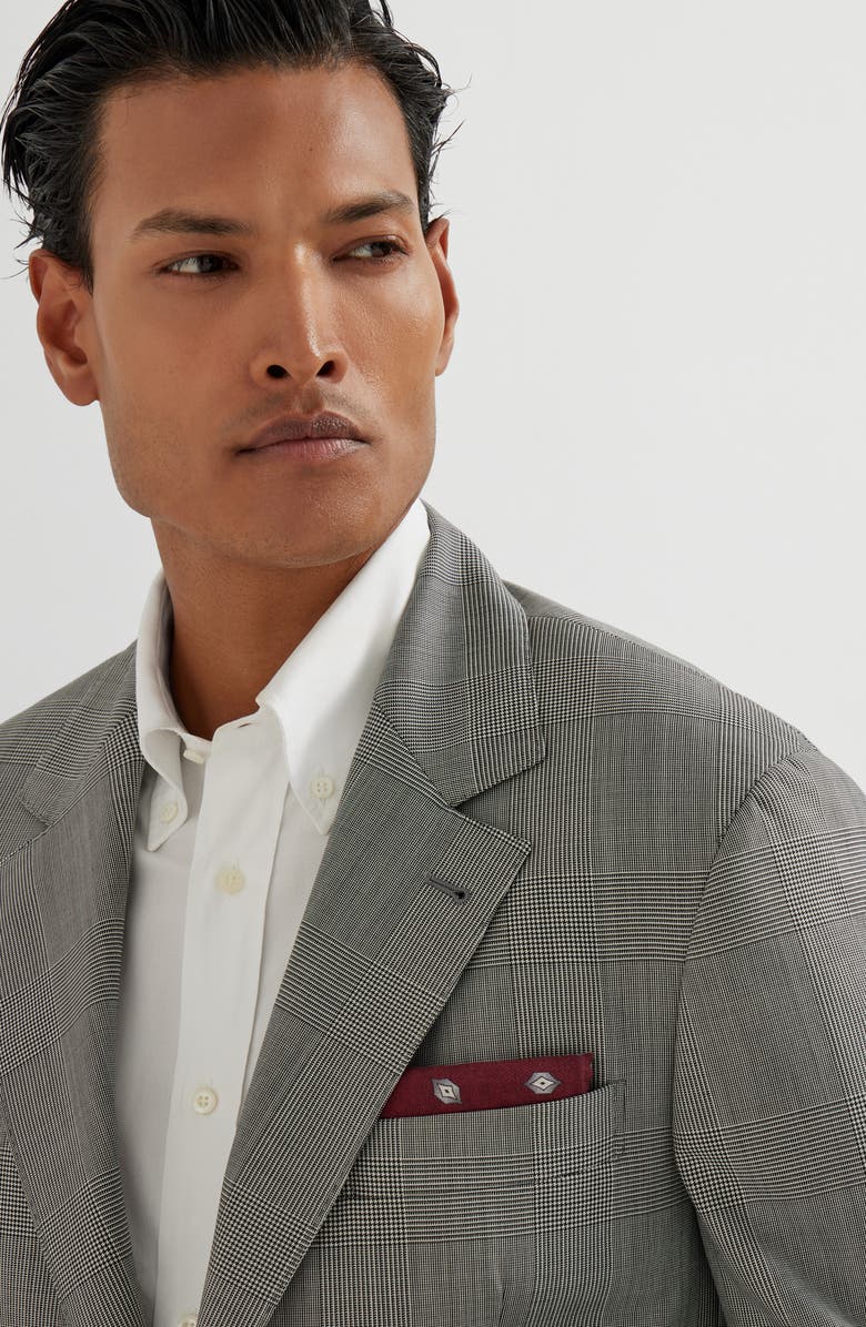 Brunello Cucinelli Prince of Wales blazer, Alternate, color, Grey