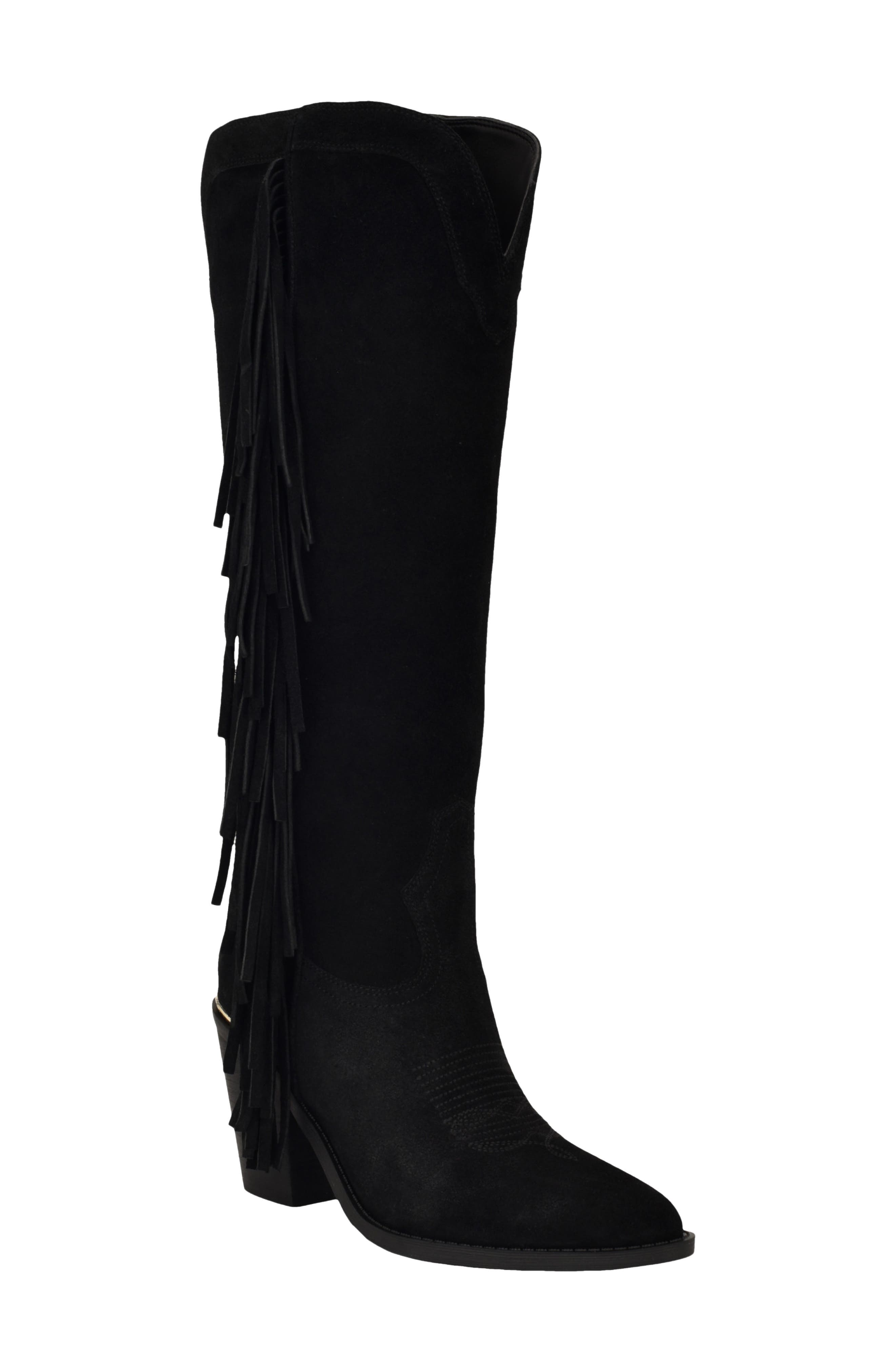 GUESS Sashlee Pointed Toe Western Boot, Main, color, Black