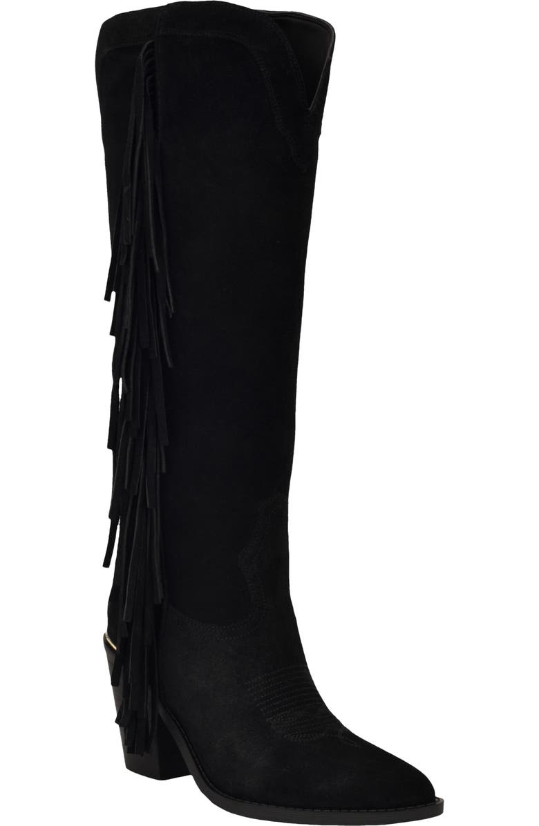 GUESS Sashlee Pointed Toe Western Boot, Main, color, Black