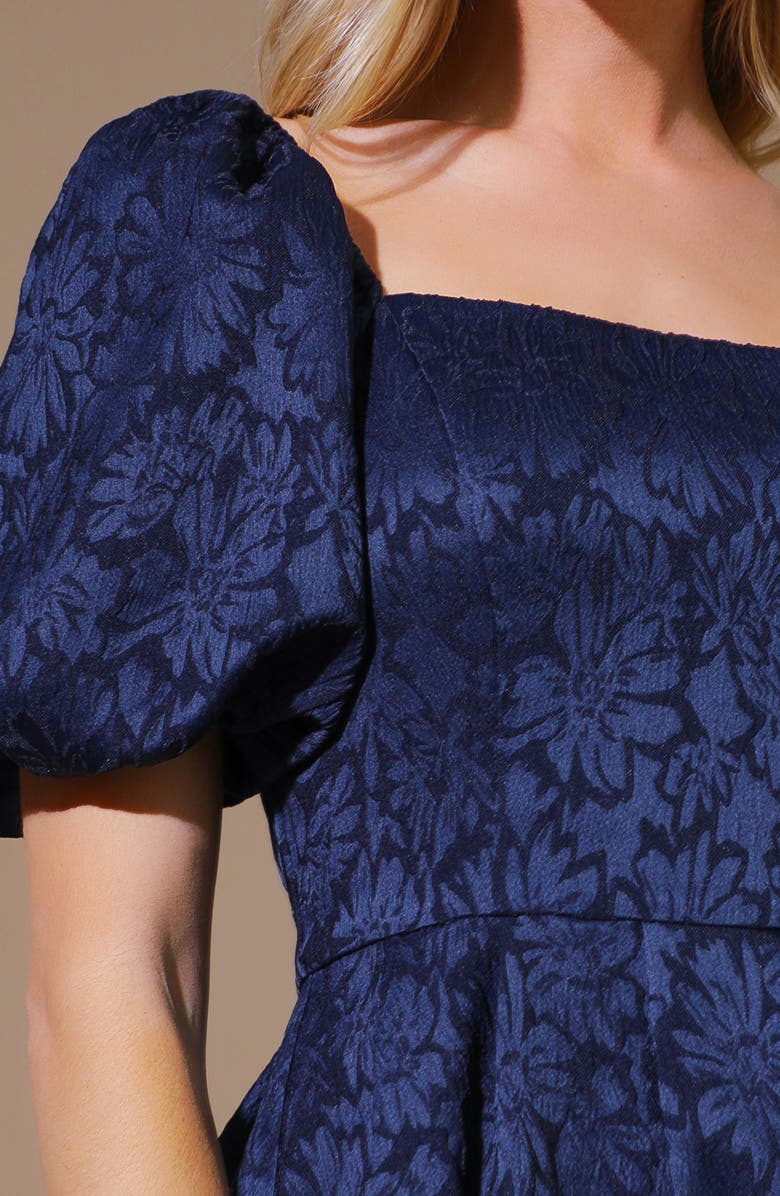 FLYING TOMATO Puff Sleeve Midi Dress, Alternate, color, Navy