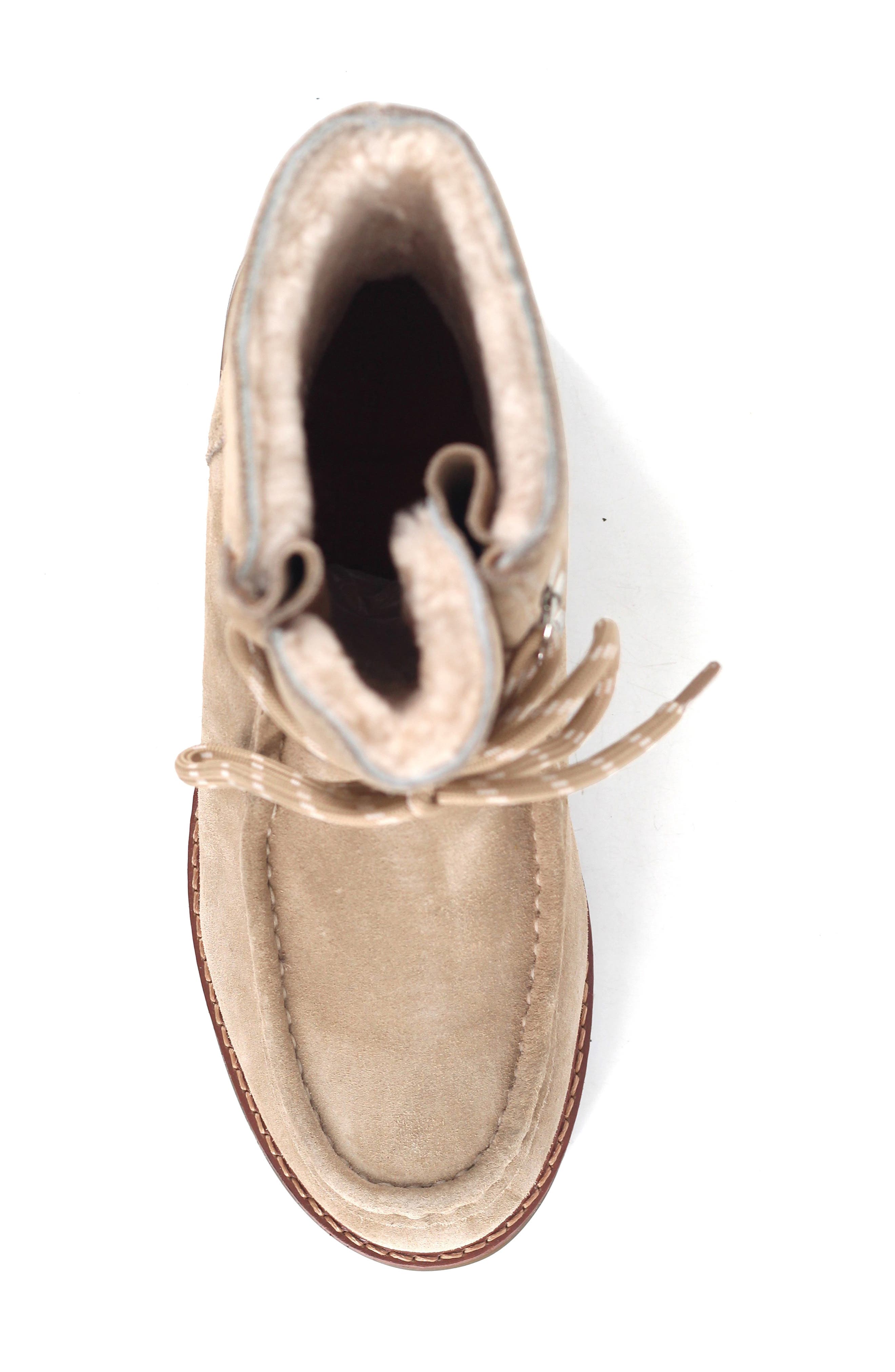 Bliss Genuine Shearling Lined Boot, Alternate, color, WARM SAND SUEDE