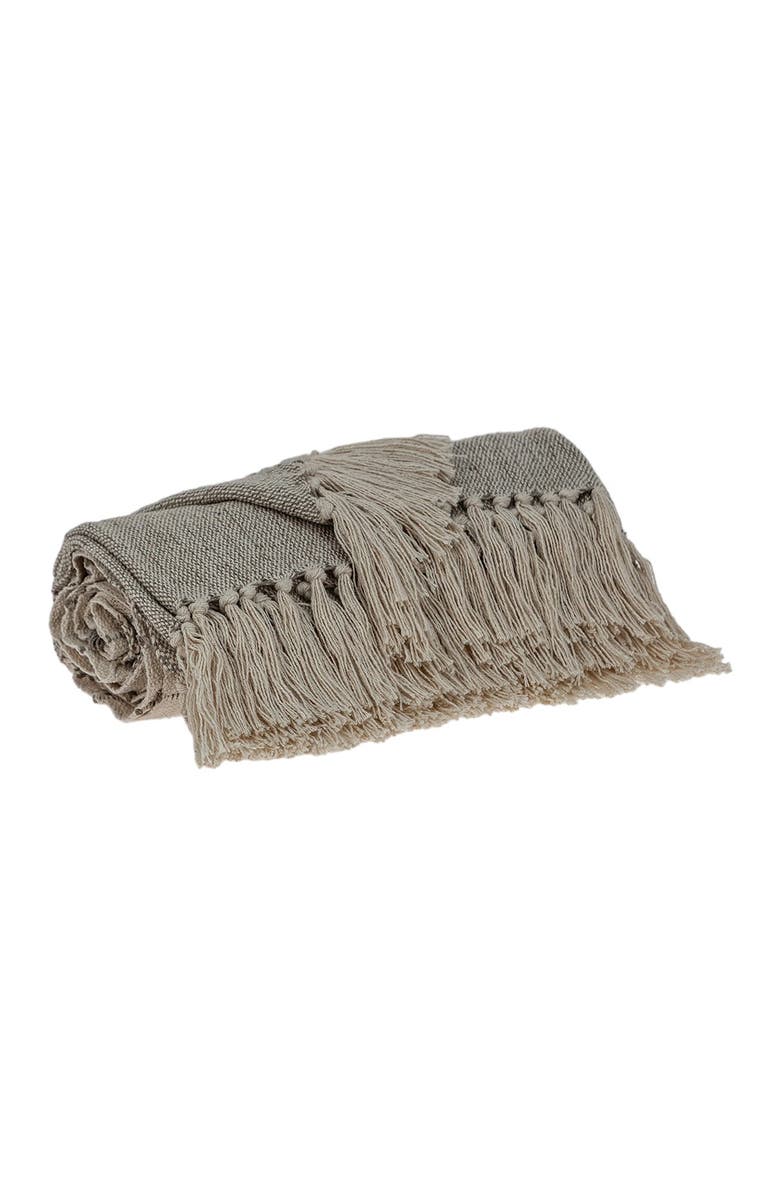 PARKLAND COLLECTION Ishan Eclectic Beige 52" x 67" Woven Handloom Throw, Alternate, color, Beige