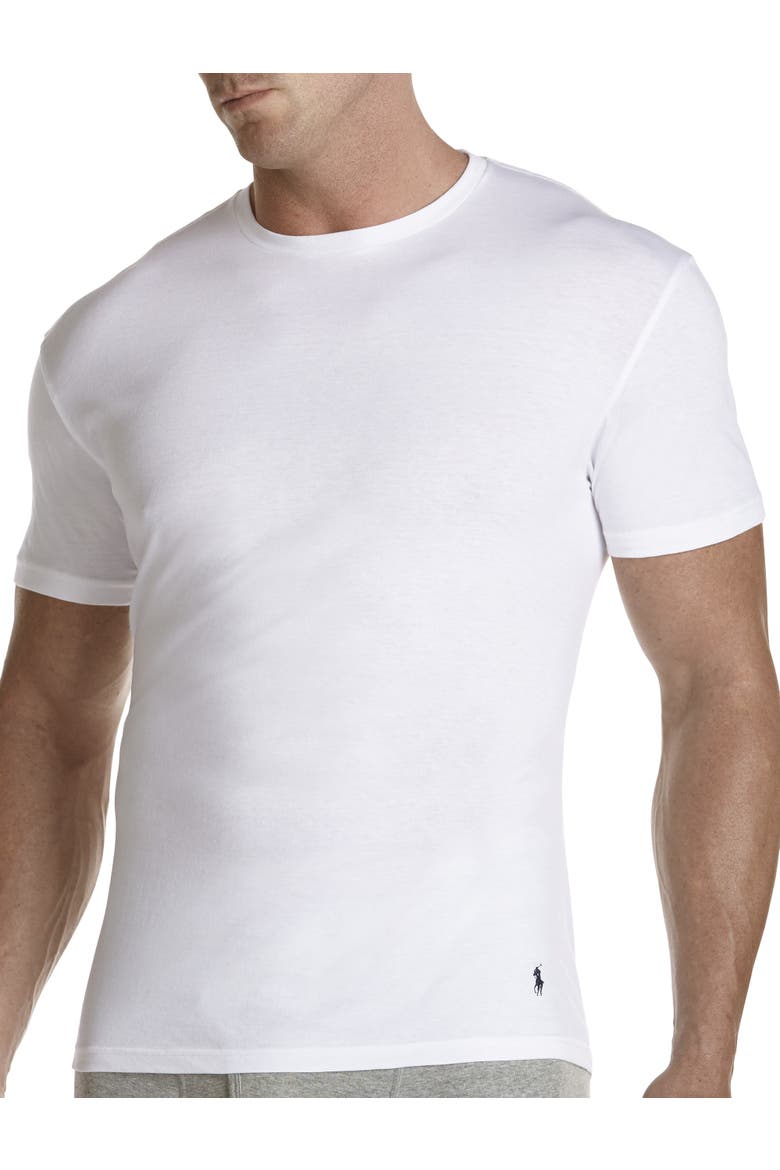 Big & Tall 3-pk Crewneck Undershirts, Main, color, WHITE