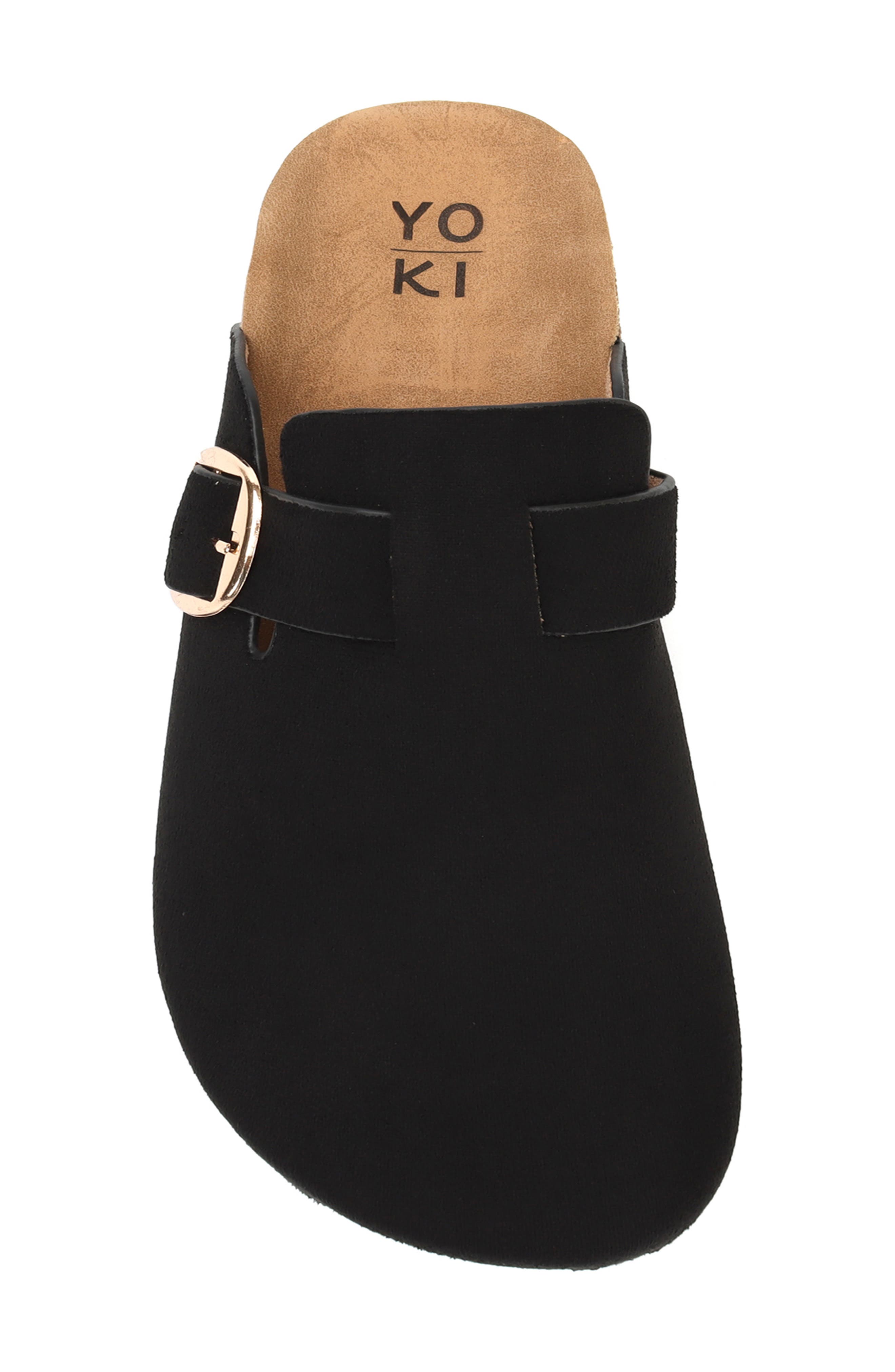 YOKI Gila Faux Suede Buckle Clog, Alternate, color, Black