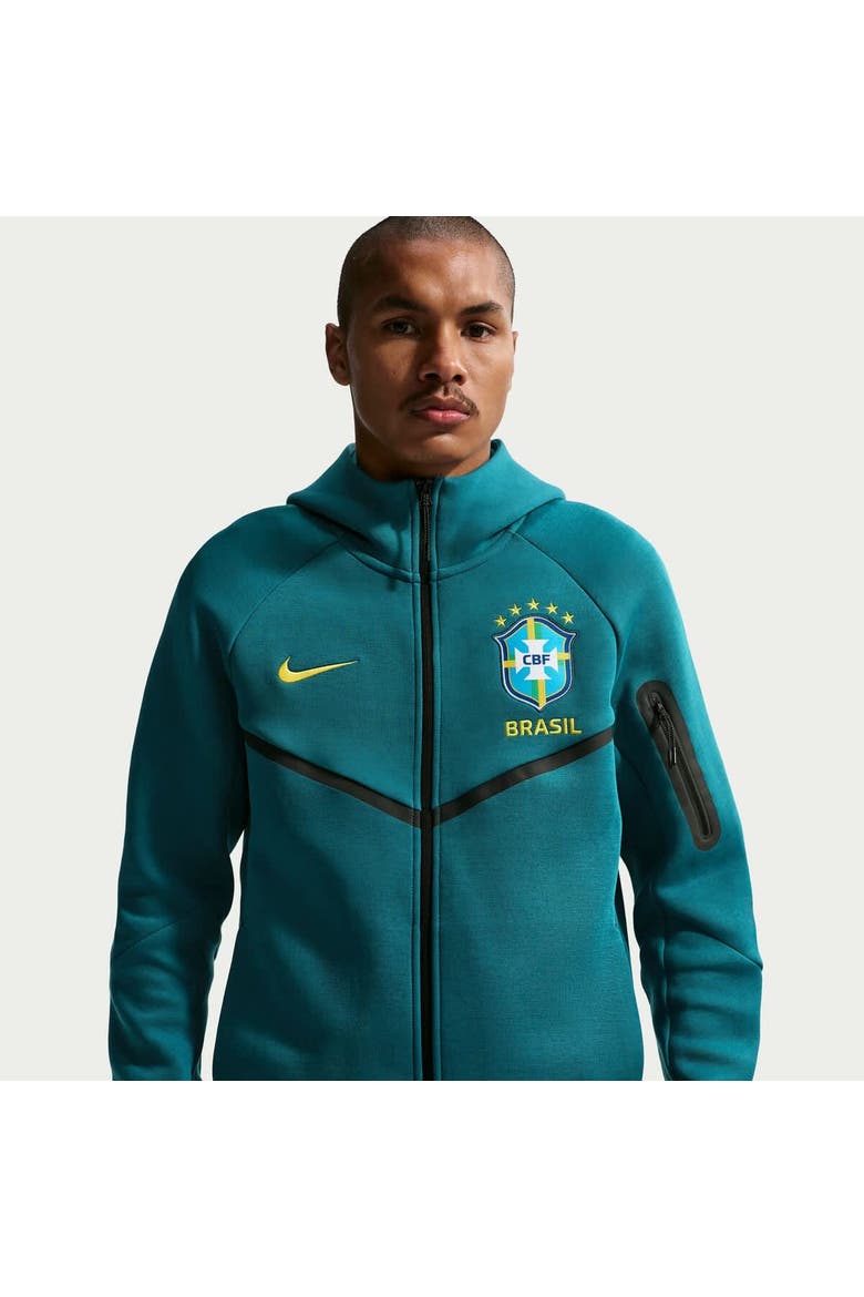 Men's Nike Green Brazil National Team 2026 Tech Fleece Windrunner Raglan Full-Zip Hoodie, Alternate, color, Green