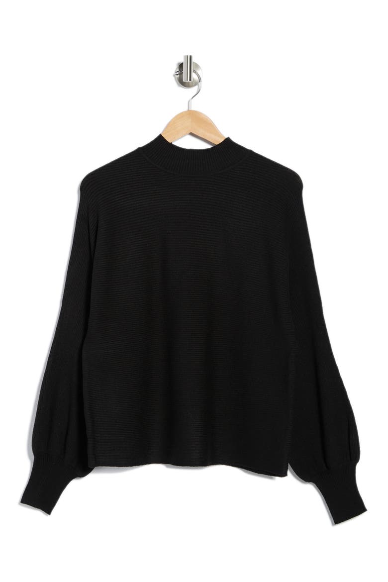 Mock Neck Dolman Sleeve Sweater, Alternate, color, BLACK