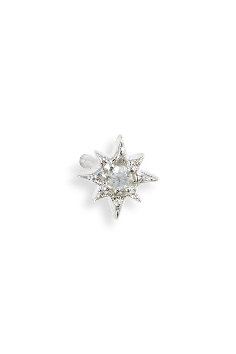 Mini North Star Stud Earrings, Alternate, color, SILVER/ WHITE SAPPHIRE