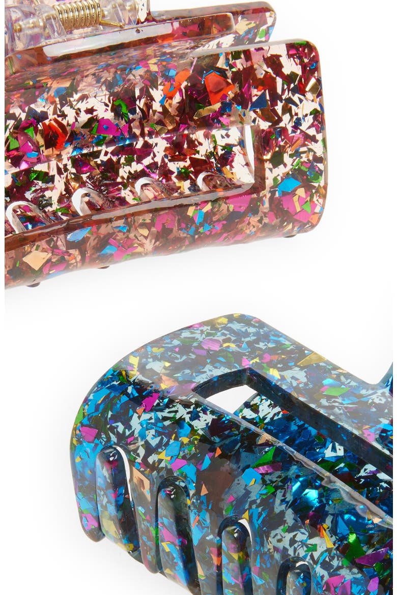 2-Pack Confetti Lucite Hair Jaw Clips, Alternate, color, BLUE MULTI