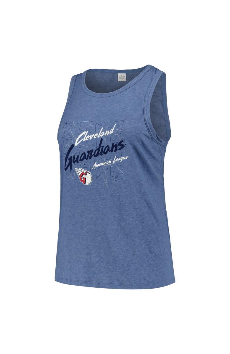 SOFT AS A GRAPE Women's Soft as a Grape Navy Cleveland Guardians Plus Size Curvy High Neck Tri-Blend Tank Top, Alternate, color, Navy