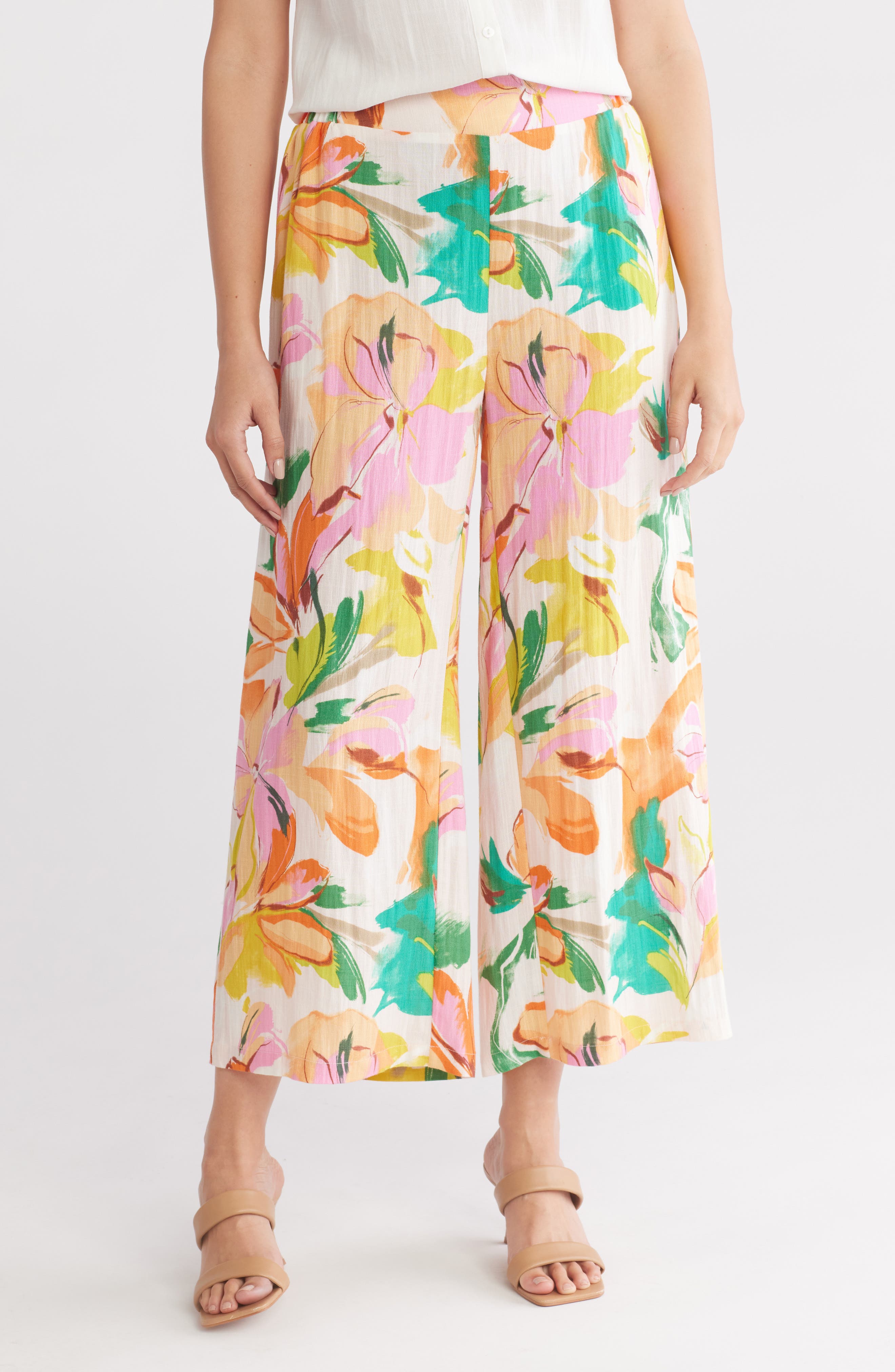 Gemma + Jane Floral Wide Leg Pull-On Pants