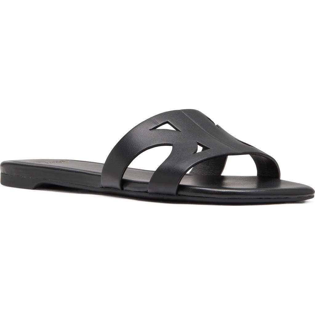 Kate Spade New York Duo Smooth Leather Slide Sandal In Black