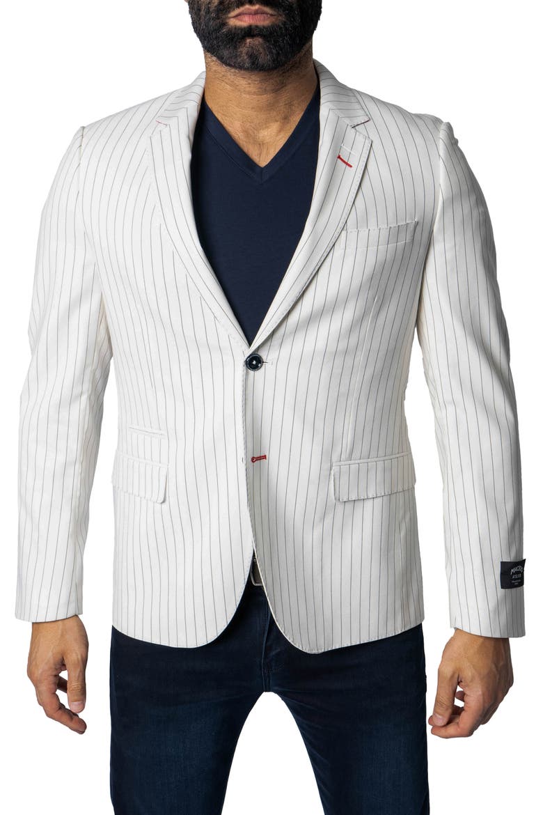 Stripe Sport Coat, Main, color, WHITE