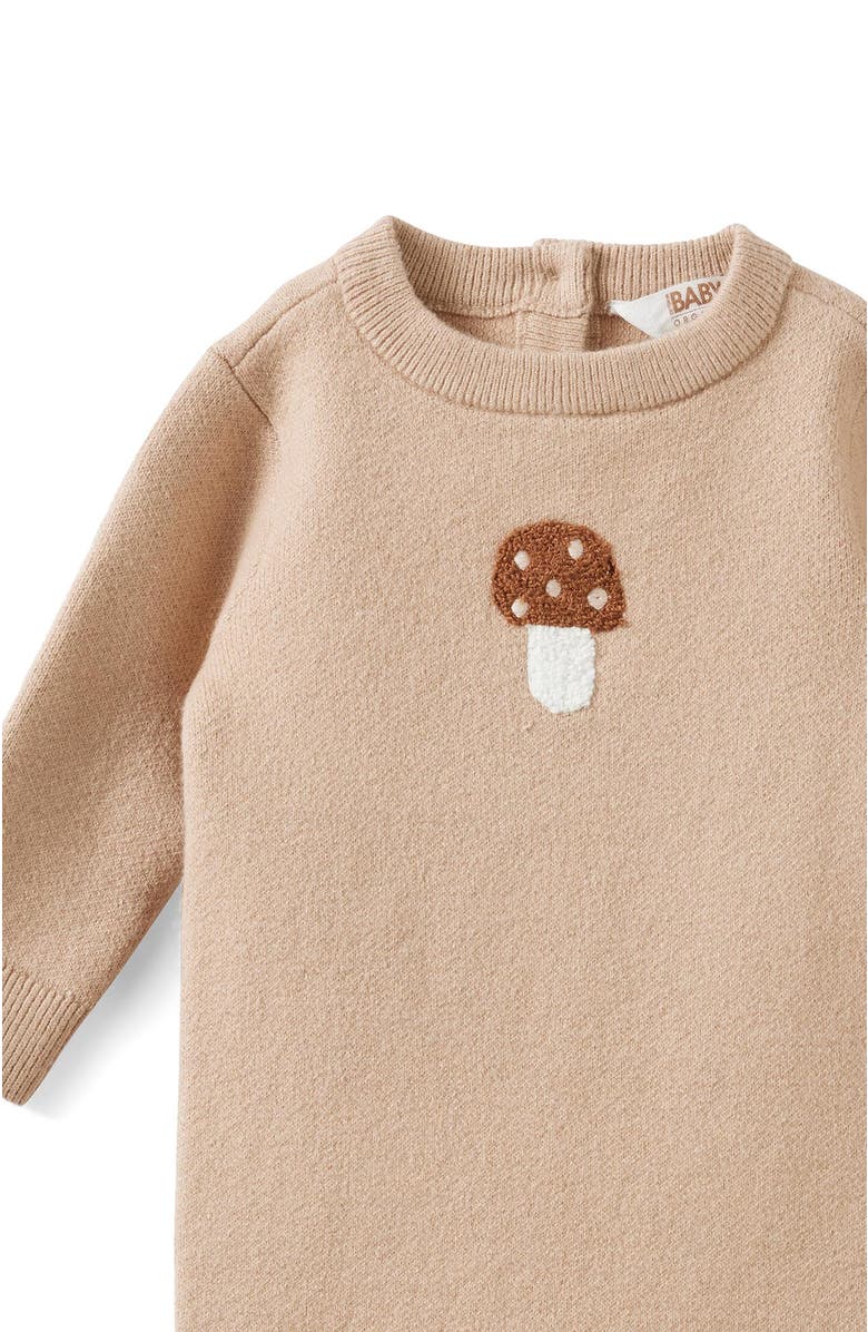 Cotton On Kids Organic Knit Long Sleeve All In One, Alternate, color, Latte Cream Mushroom