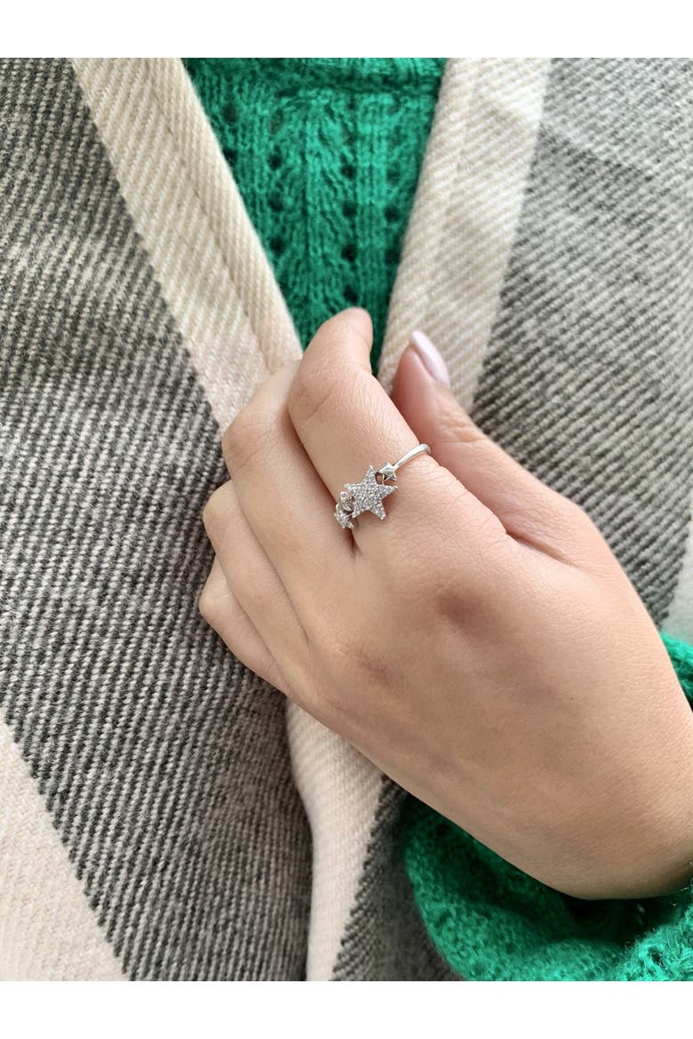 Dazzling Star Cluster Sterling Silver Diamond Ring, Alternate, color, Silver