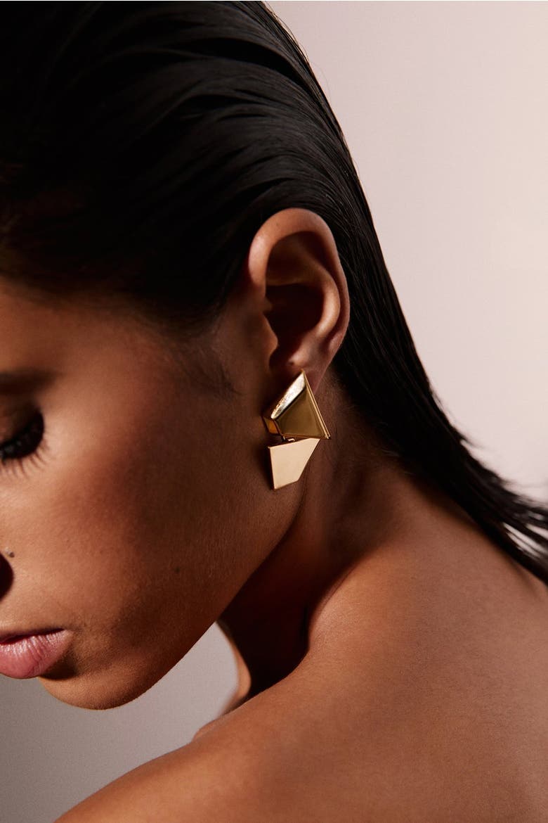 Optical Earrings, Alternate, color, Gold