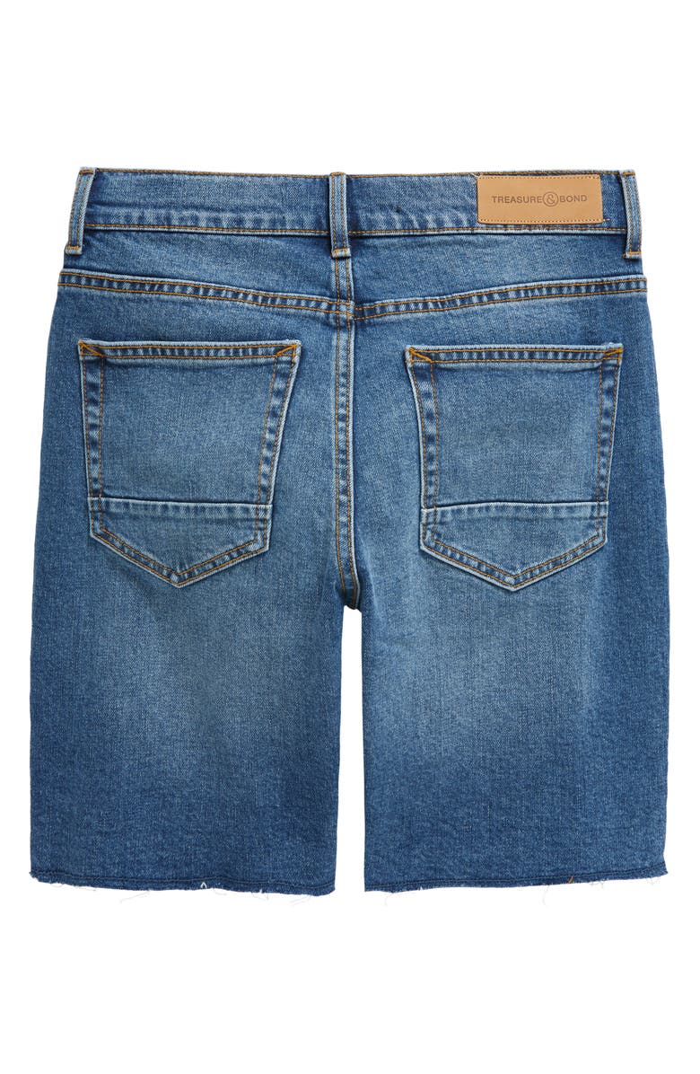 Treasure & Bond Kids' Raw Hem Relaxed Fit Denim Shorts, Alternate, color, Medium Wave Wash