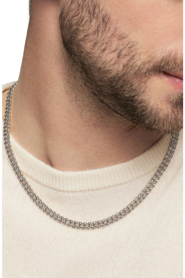 6mm Men's Pavé Diamond Curb Chain Necklace, Alternate, color, STERLING SILVER/ DIAMOND