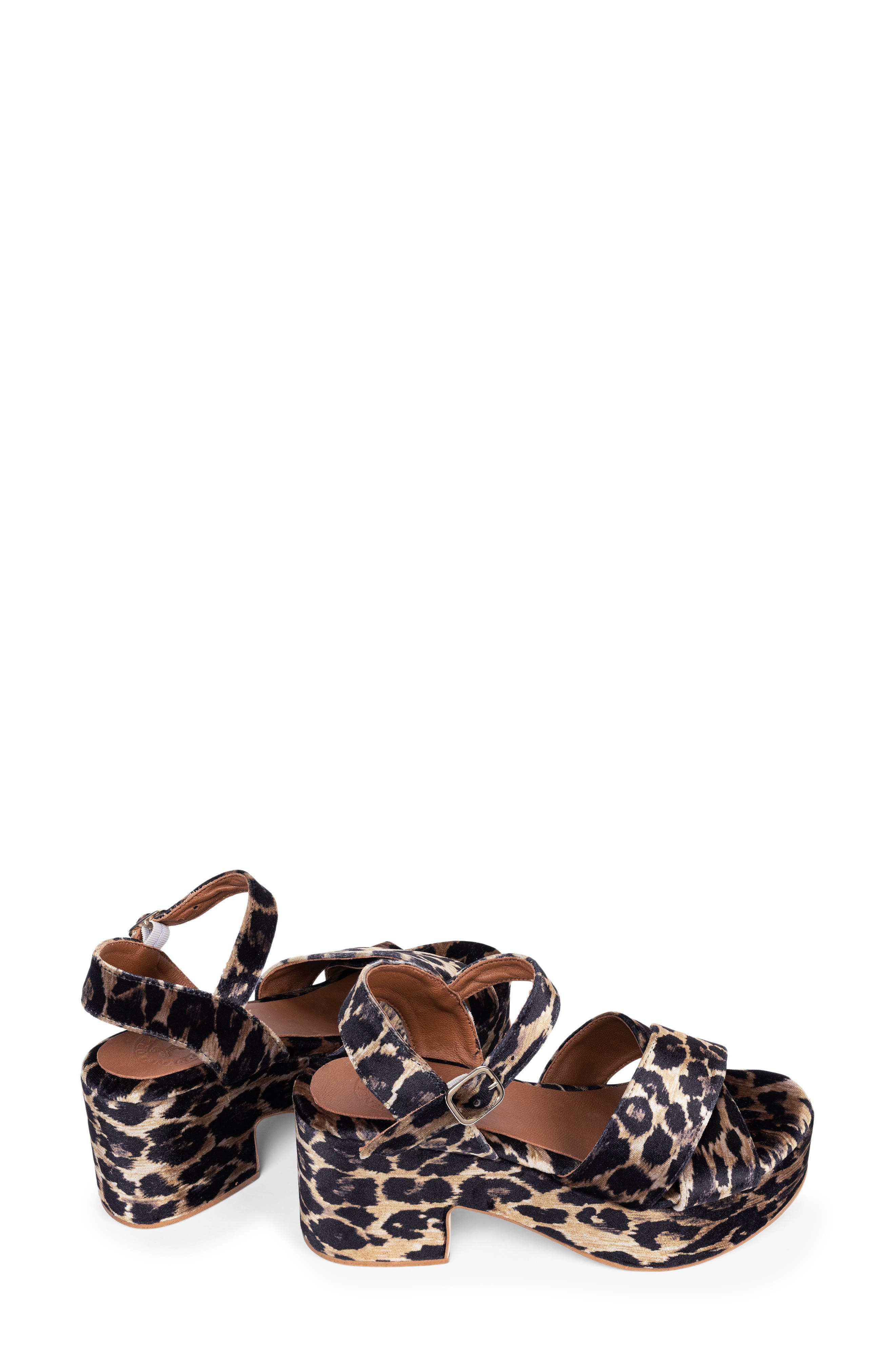 Azalea Leopard Velvet Platform Sandal, Alternate, color, BROWN