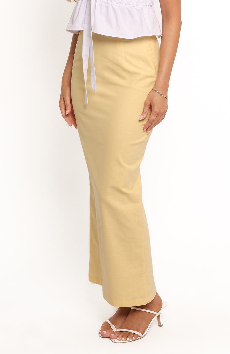 Petal & Pup Mera Cotton & Linen Maxi Skirt, Alternate, color, Butter Yellow