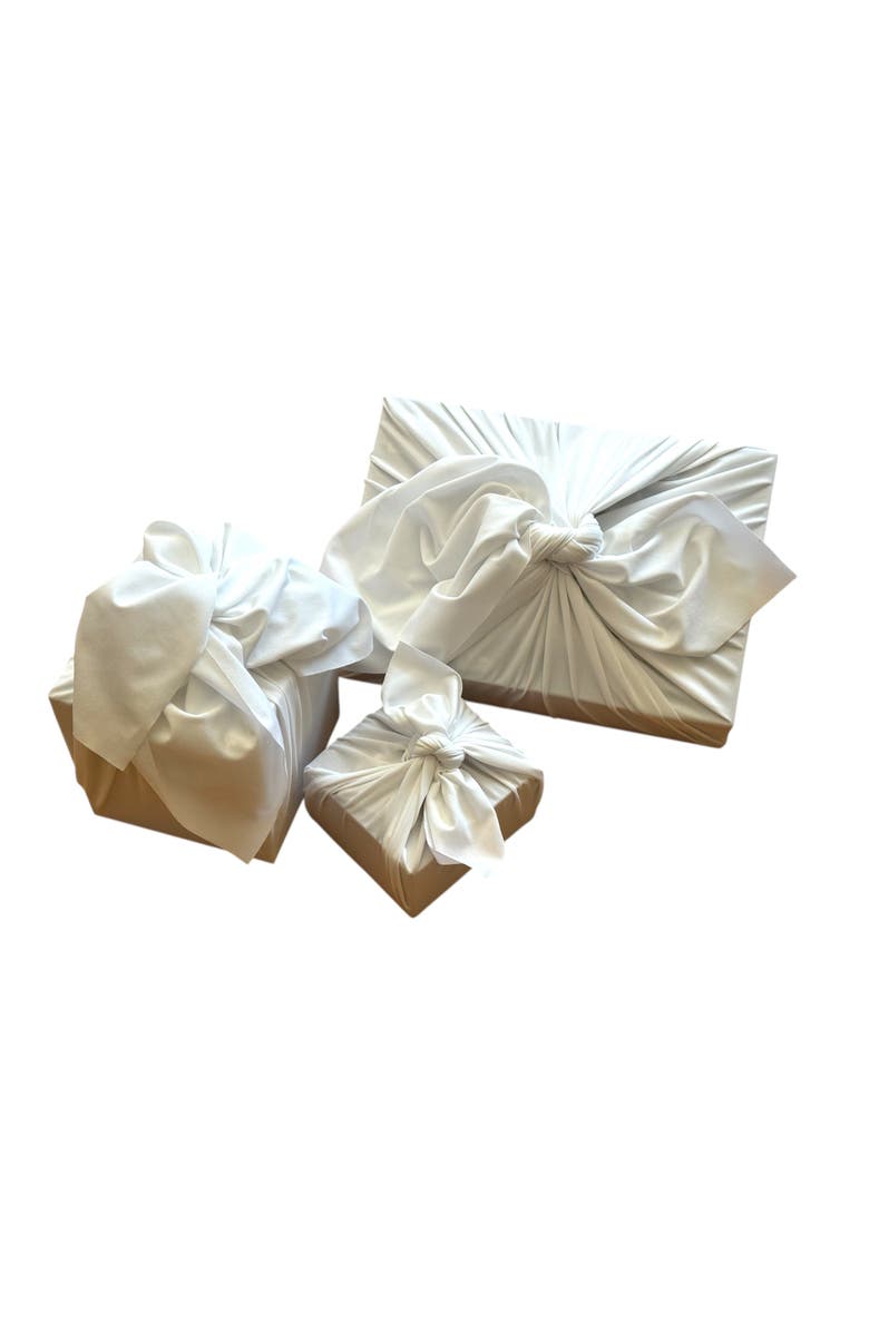 Shiki Wrap Set of 3 - Reusable Cloth Furoshiki Gift Wrap | White, Main, color, White