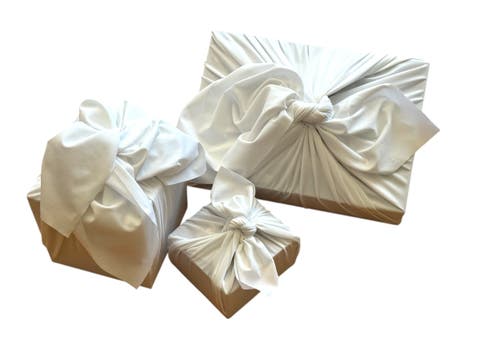 Set of 3 - Reusable Cloth Furoshiki Gift Wrap | White