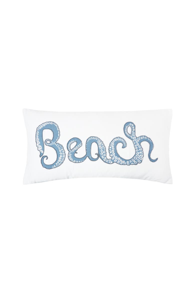 Octopus Tentacles "Beach" Beaded Decorative Accent Pillow, Main, color, Blue