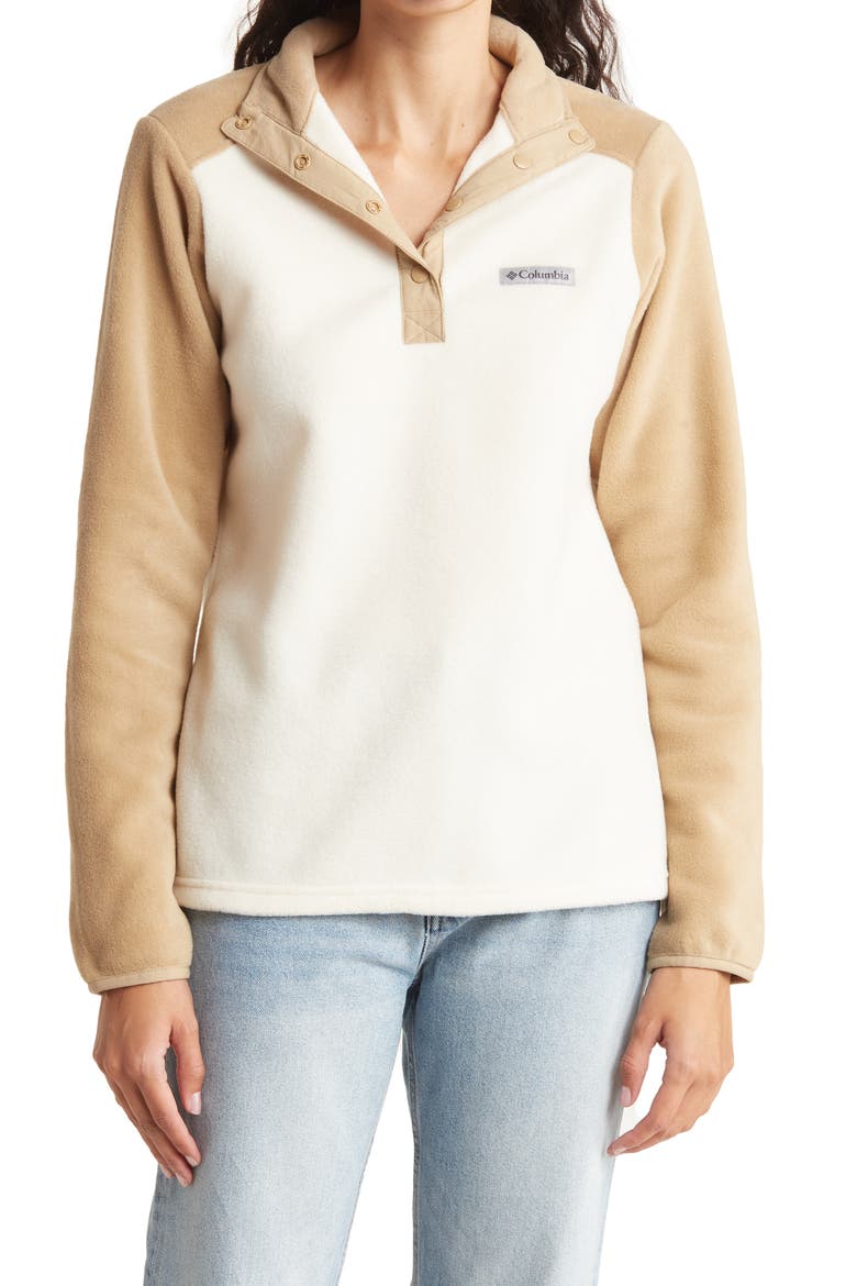 Mount Cannon Half-Snap Fleece Pullover Sweatshirt, Main, color, CHALK/ BEACH