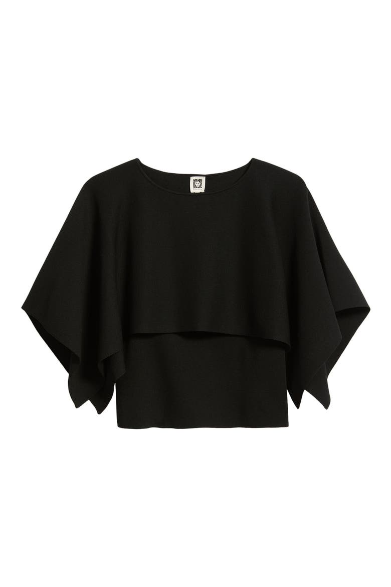 Boat Neck Sweater Cape, Alternate, color, ANNE BLACK