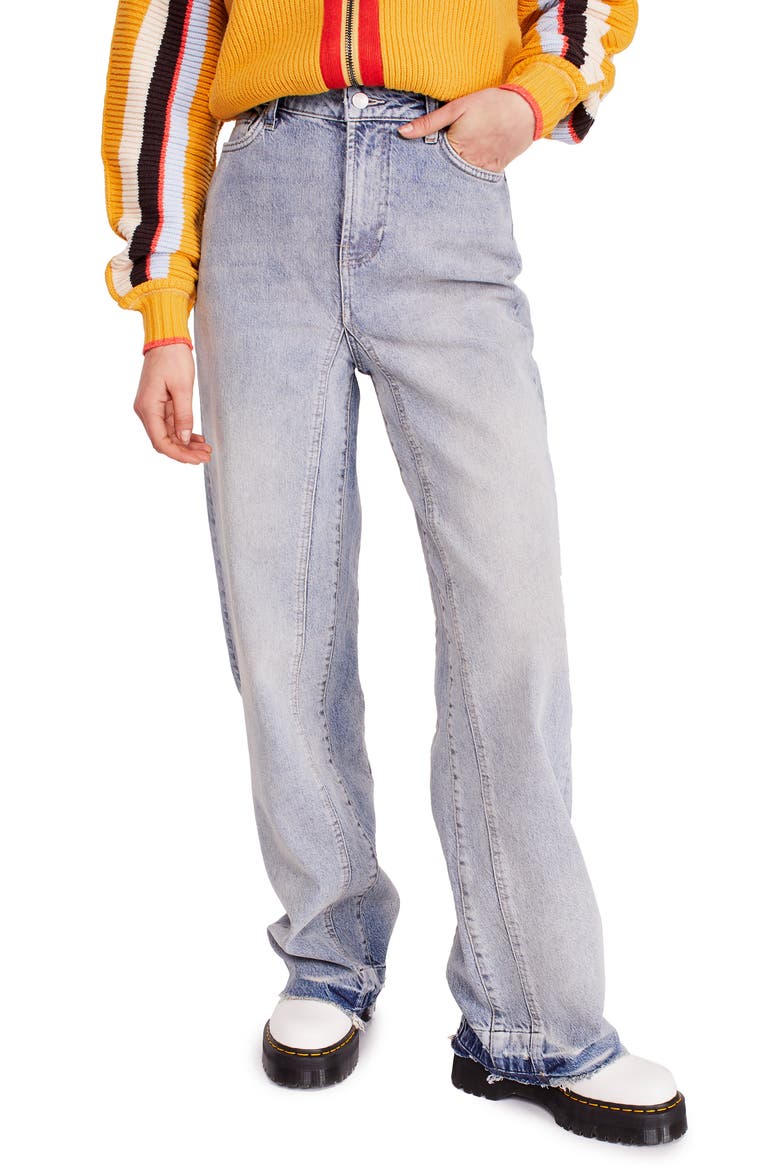 Relaxed Slouch Straight Leg Jeans, Main, color, BLUE