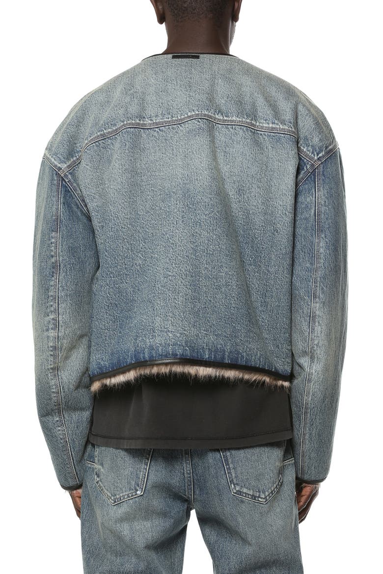 Reversible Faux Fur Denim Jacket, Alternate, color, BLUE