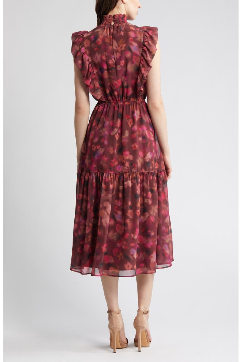Anna Floral Mock Neck Midi Dress, Alternate, color, PINK MULTI