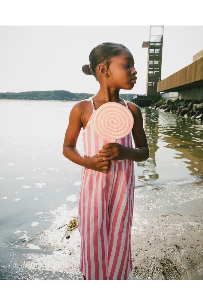 Crinkle Jersey Stripes Jumpsuit, Alternate, color, White & Pink Stripes