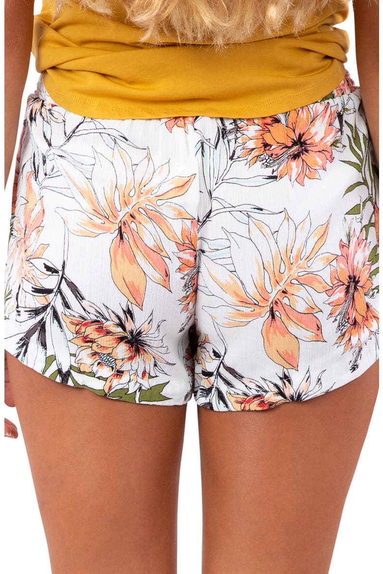 Playa Blanca Floral Print Shorts, Alternate, color, WHITE
