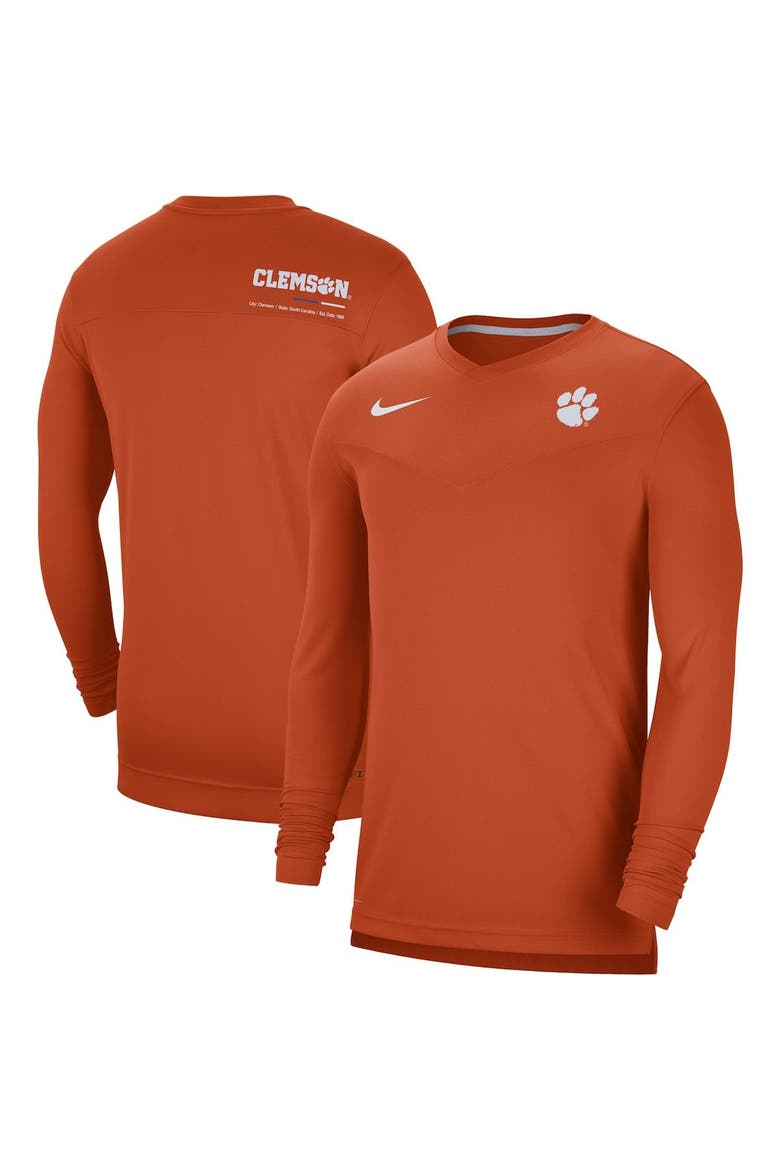 Men's Nike Orange Clemson Tigers 2022 Coach Performance Long Sleeve V-Neck T-Shirt, Main, color, Orange