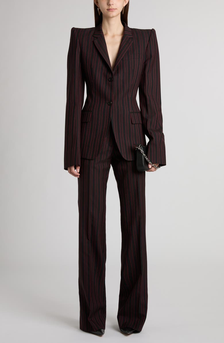 McQueen Archive Stripe Stacked Shoulder Wool Blazer, Alternate, color, 
