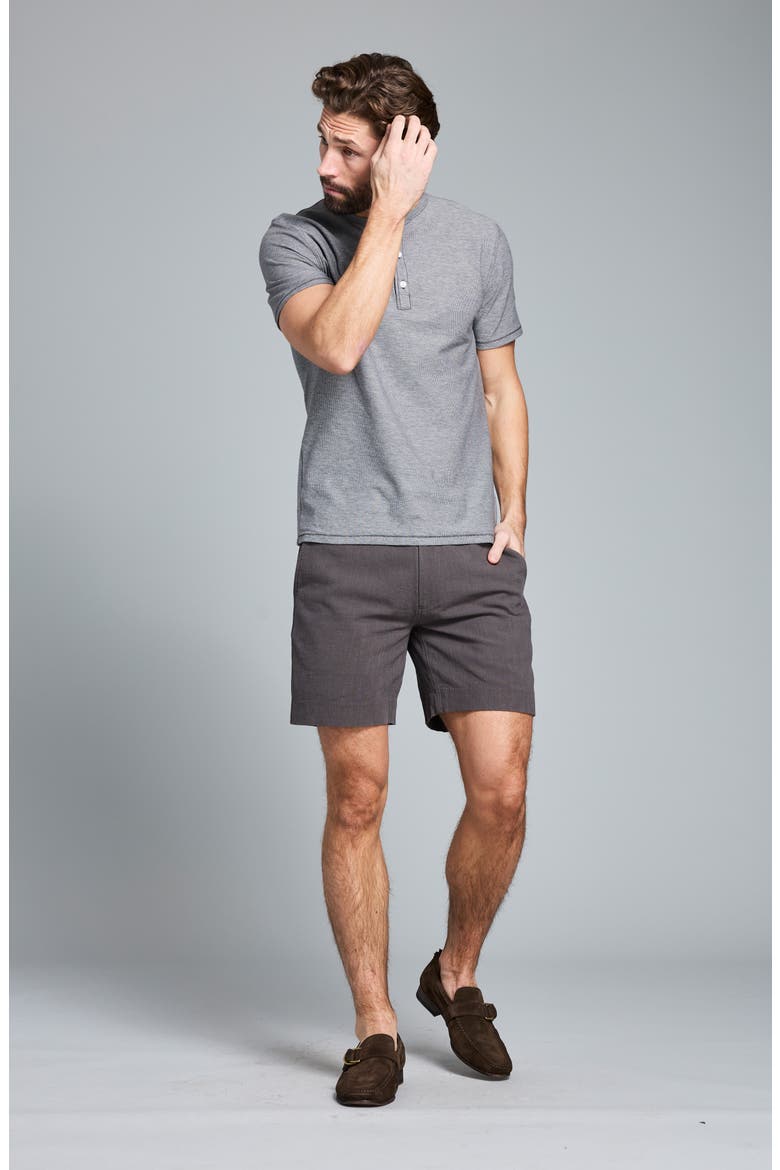 Moore Flat Front Textured Cotton Shorts, Alternate, color, ASPHALT