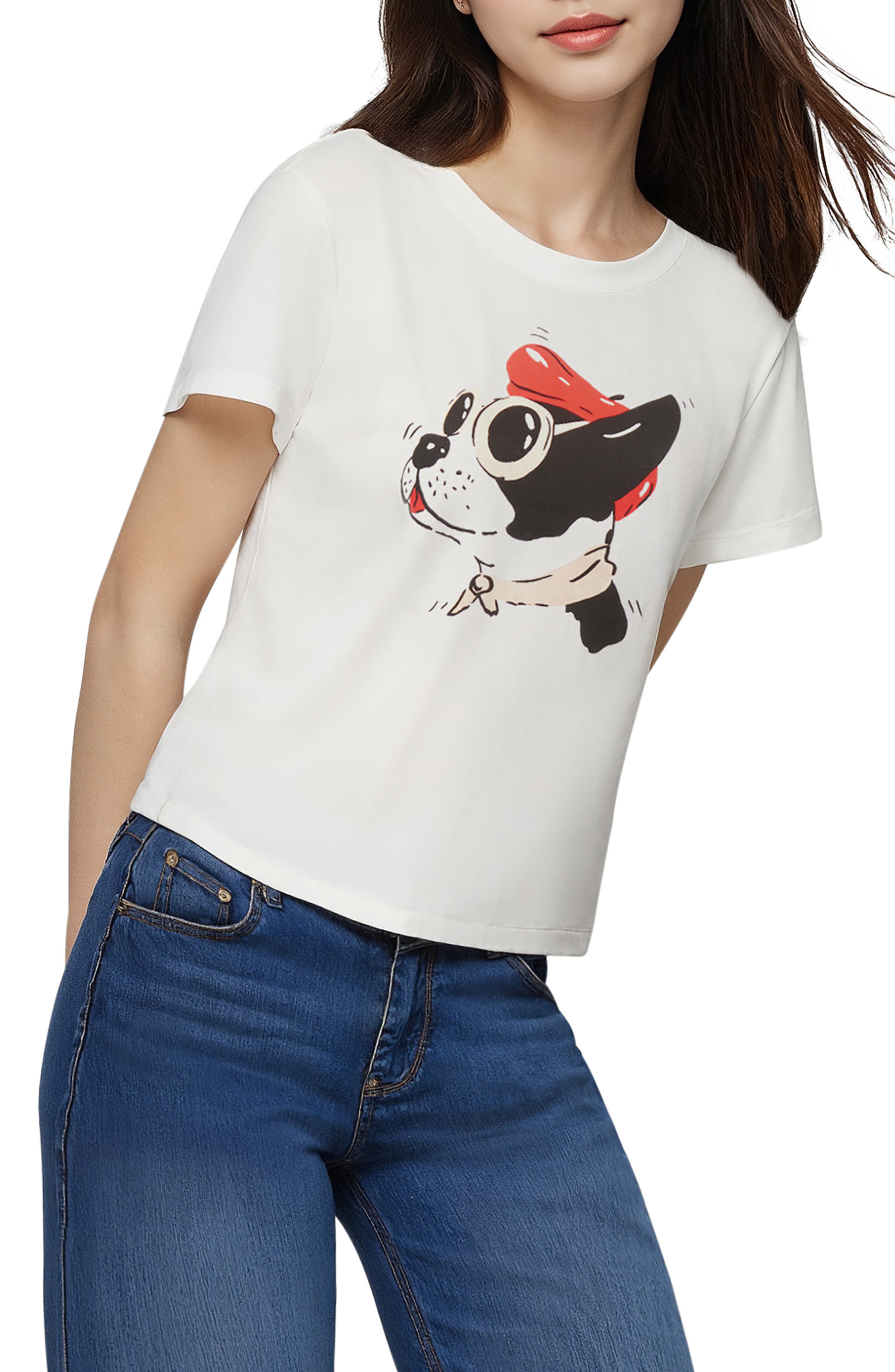 Wildfox Jamie French Bull Dog Graphic T-Shirt