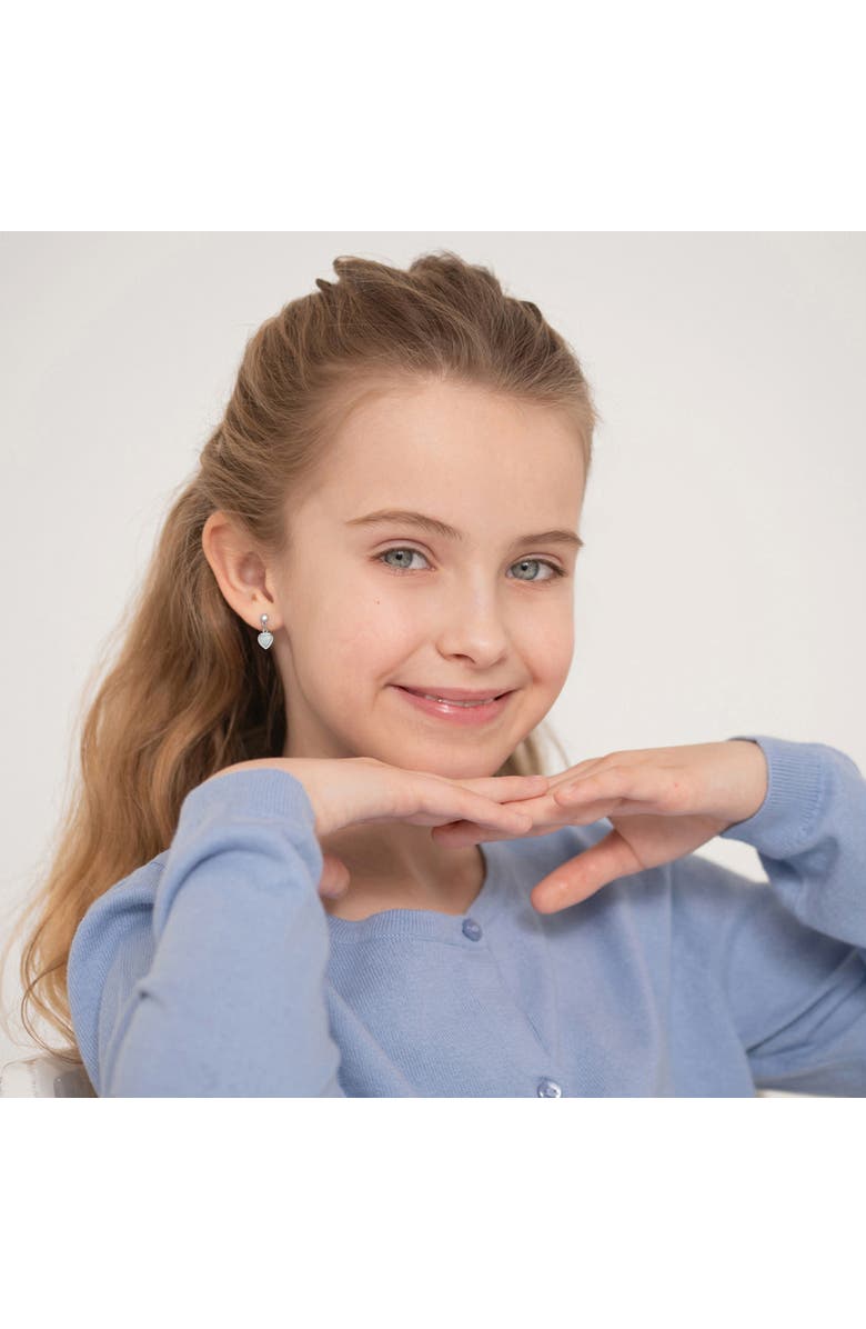 In Season Jewelry Simulated Opal Heart Dangle Earrings, Alternate, color, White