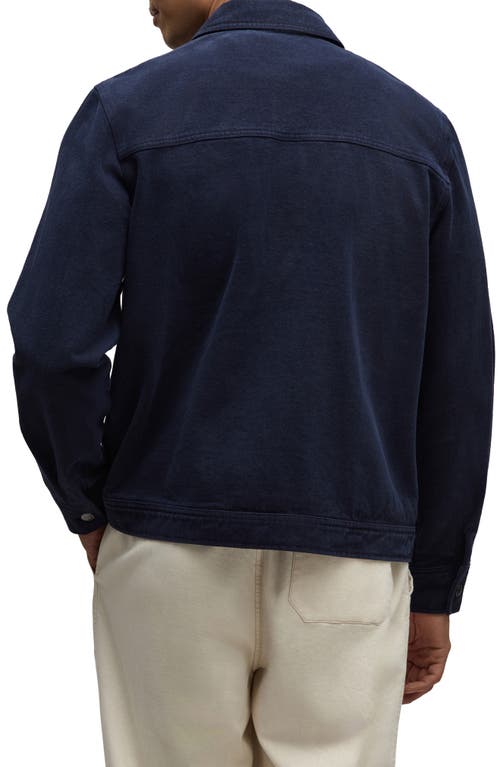 Barefoot Dreams Brushed Cotton Twill Trucker Jacket In Blue