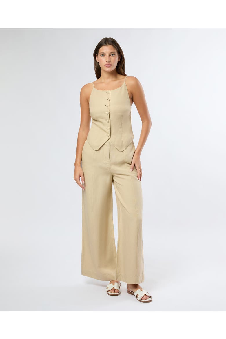 Air Linen High Neck Top, Alternate, color, JUTE