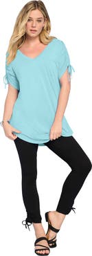Roaman's Plus Size Ruched Sleeve Ultra Drape Tunic