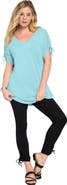 Roaman's Plus Size Ruched Sleeve Ultra Drape Tunic