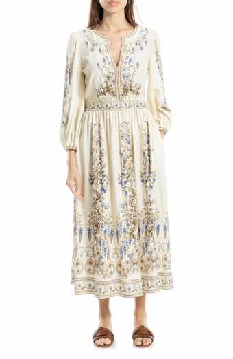 MAX STUDIO Lemon Print Balloon Sleeve Maxi Dress