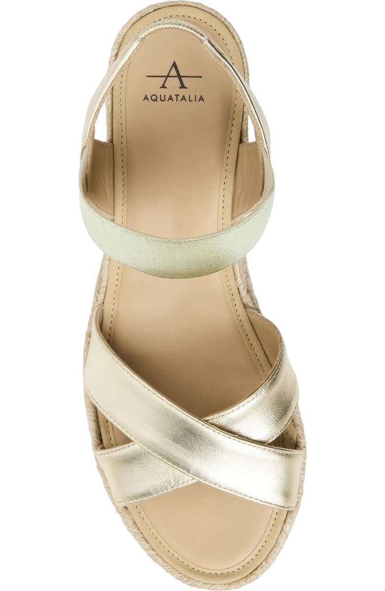 Aquatalia Almeria Weatherproof Slingback Espadrille Platform Wedge Sandal, Alternate, color, Champagne Metallic