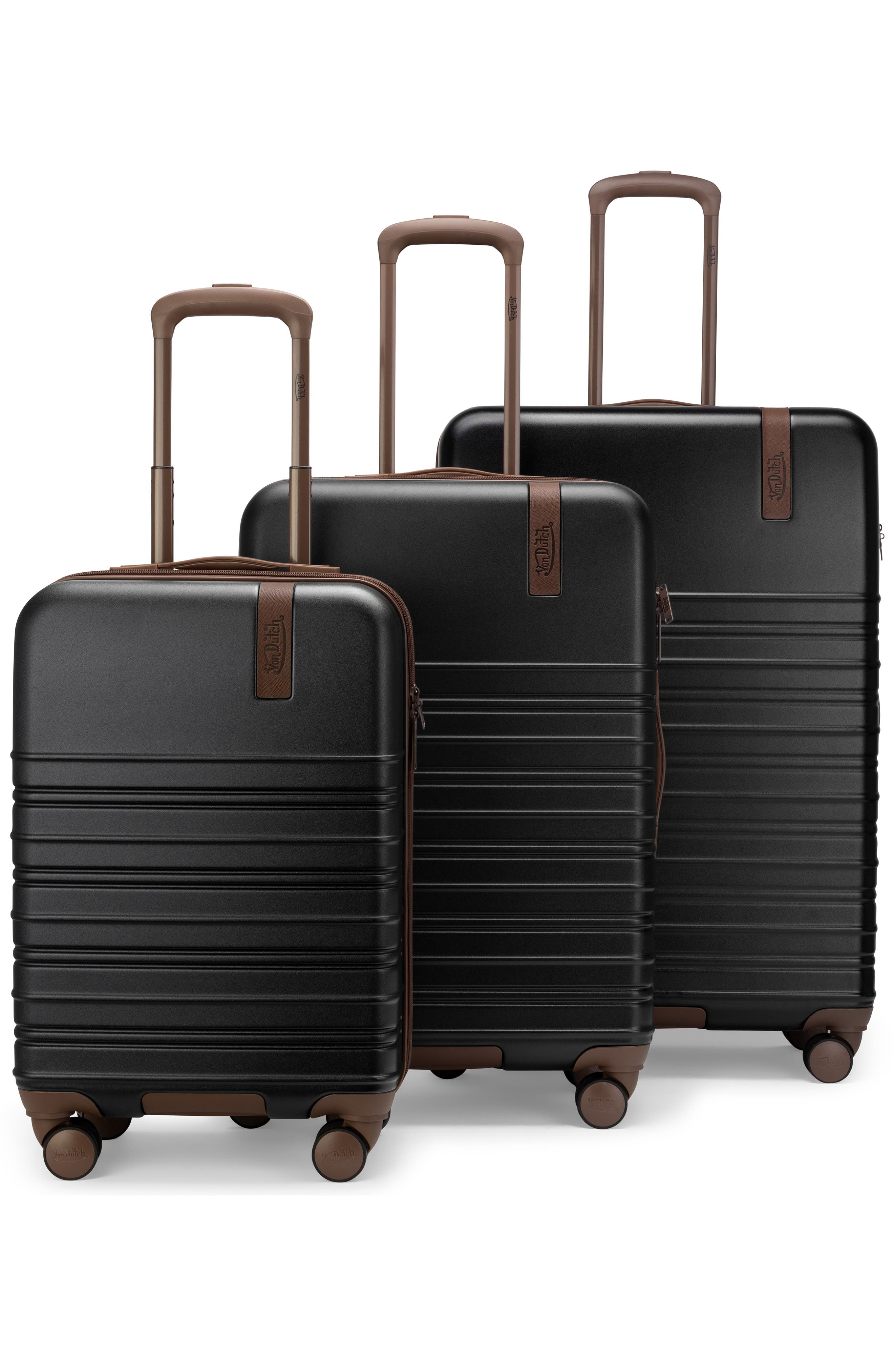 Von Dutch Retro Trek 3-Piece Expandable Hardside Spinner Luggage Set, Main, color, Black