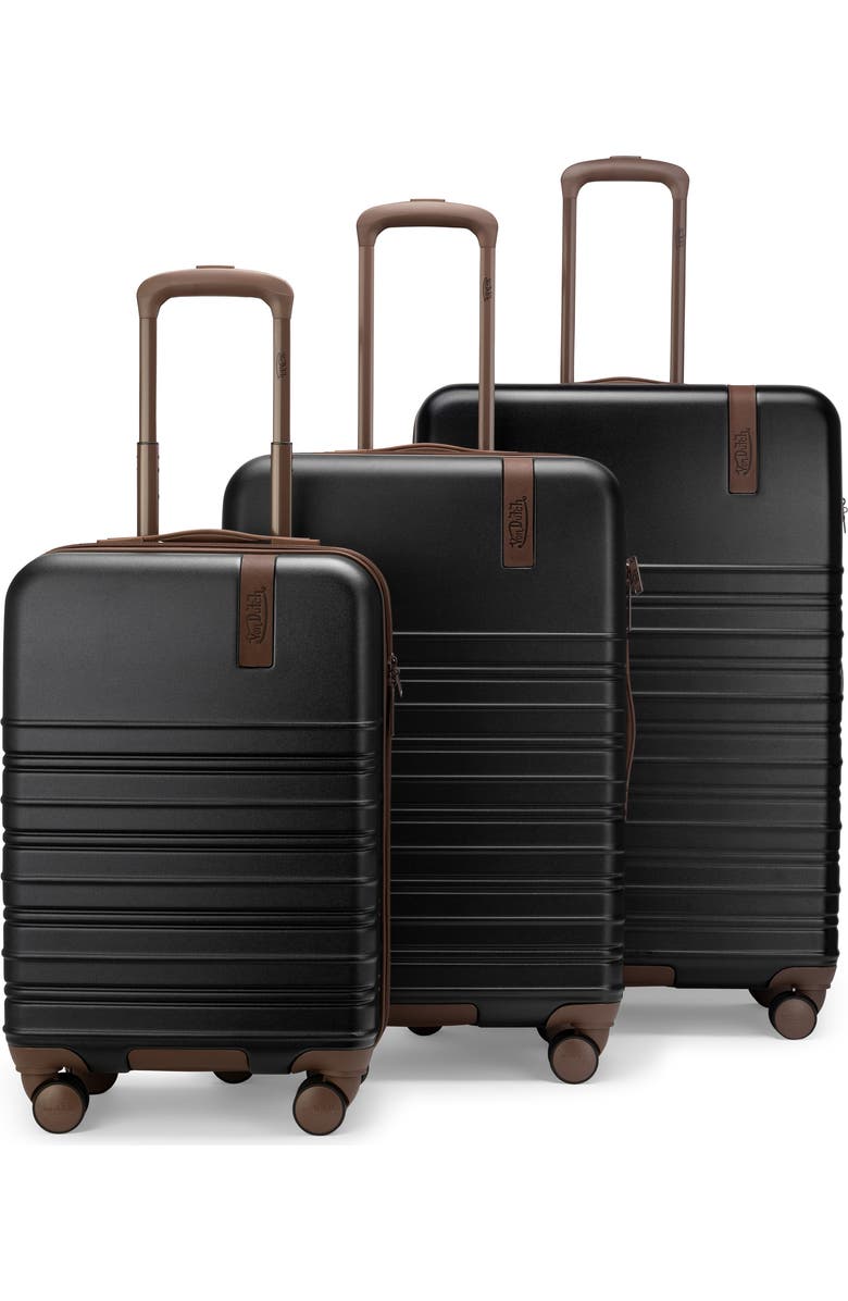 Von Dutch Retro Trek 3-Piece Expandable Hardside Spinner Luggage Set, Main, color, Black