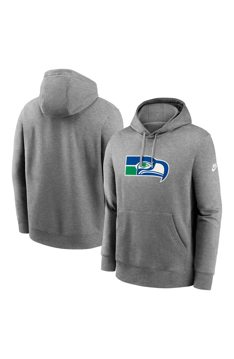 Nike Men's Nike Heather Gray Seattle Seahawks Rewind Club Logo Pullover Hoodie, Alternate, color, 