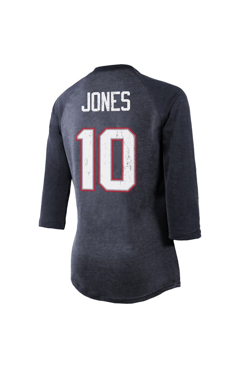 Majestic Threads Women's Majestic Threads Mac Jones Navy New England Patriots Player Name & Number Raglan Tri-Blend 3/4-Sleeve T-Shirt, Alternate, color,