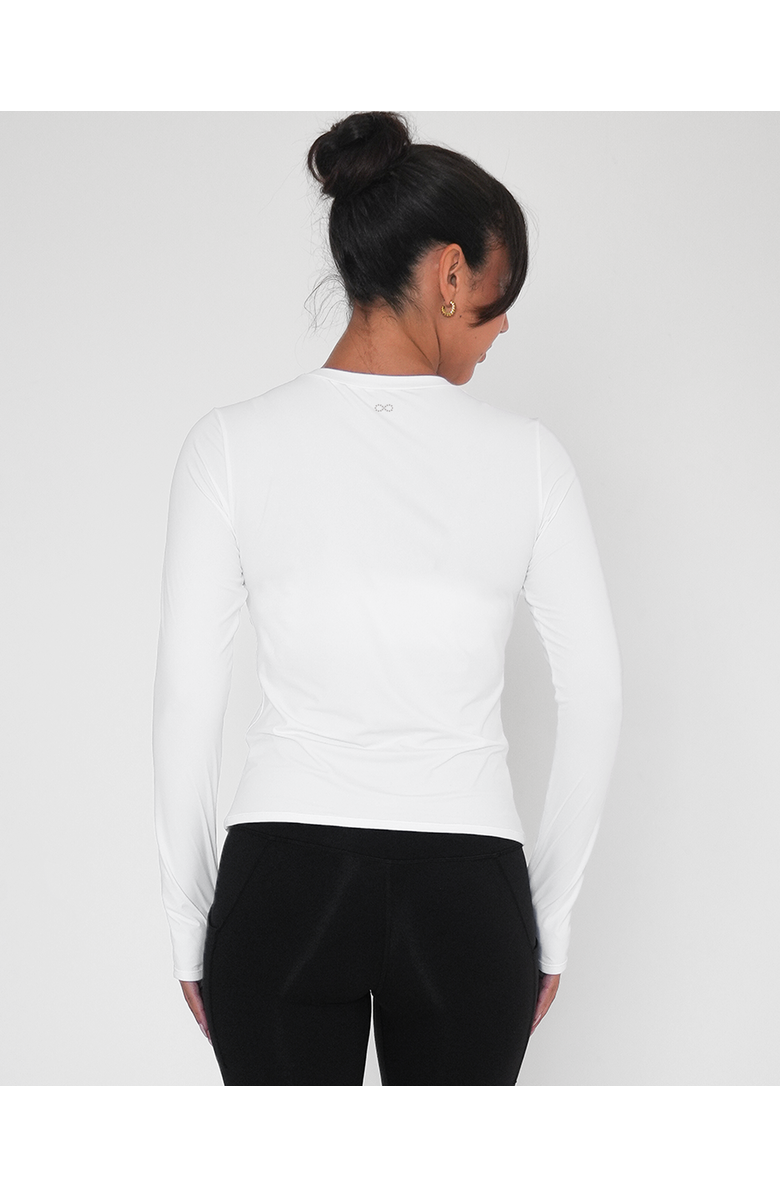 Rebody Active Raya Mid Length Compression Nylon Long Sleeve Top, Alternate, color, White